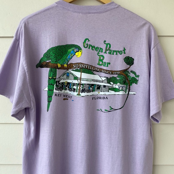 GILDAN • The Green Parrot Bar, Key West FL Purple Crew neck T-shirt size large - Picture 8 of 14
